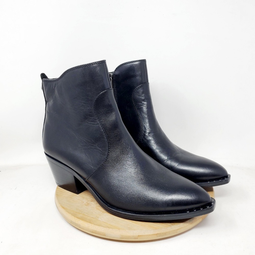 Patricia Nash Boots Womens 10 Suzanna Black Leather Moto Boho Ankle Zip Shoes